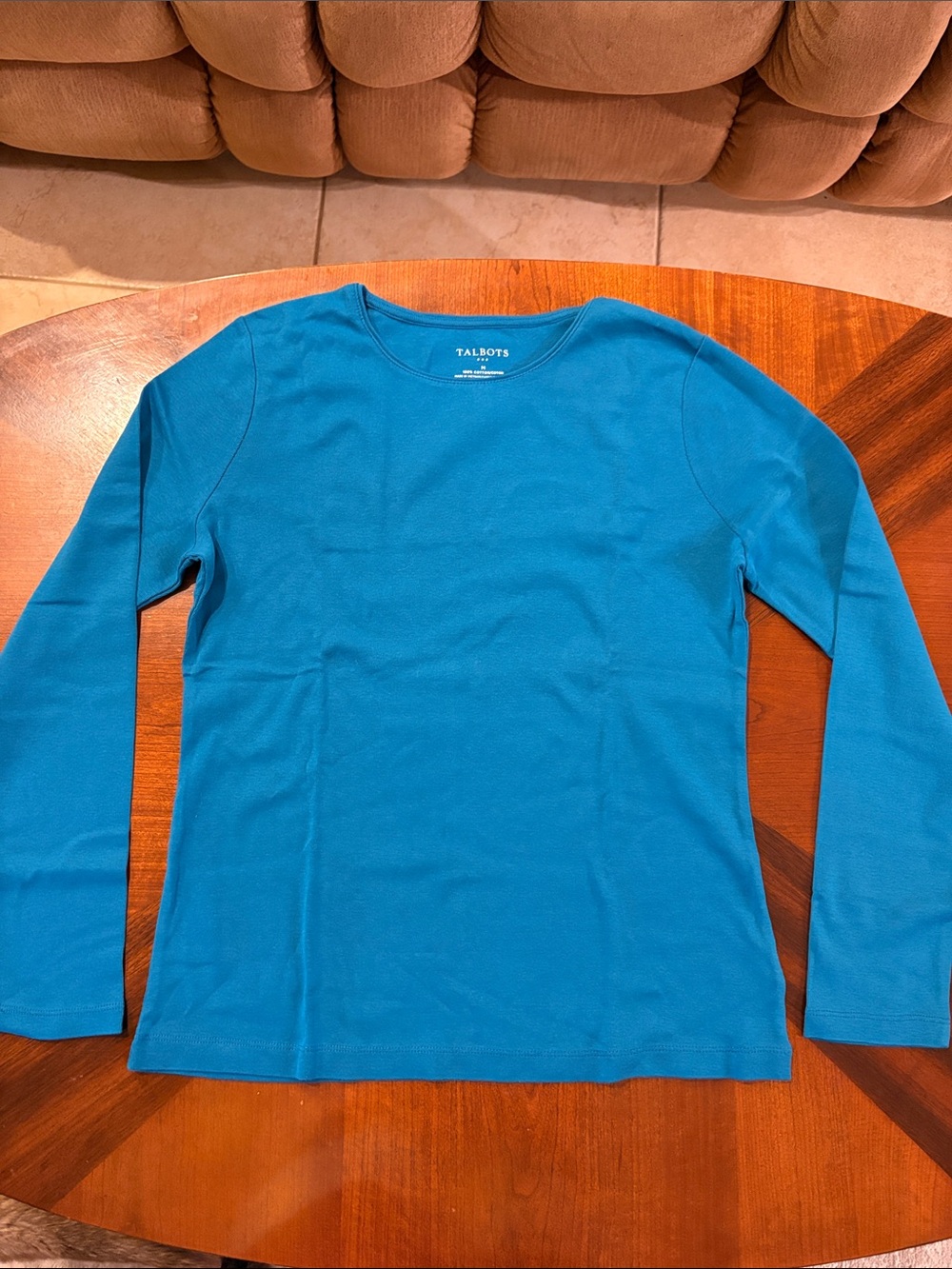Talbots Women’s Teal Blue Crewneck Long-Sleeve Knit Top